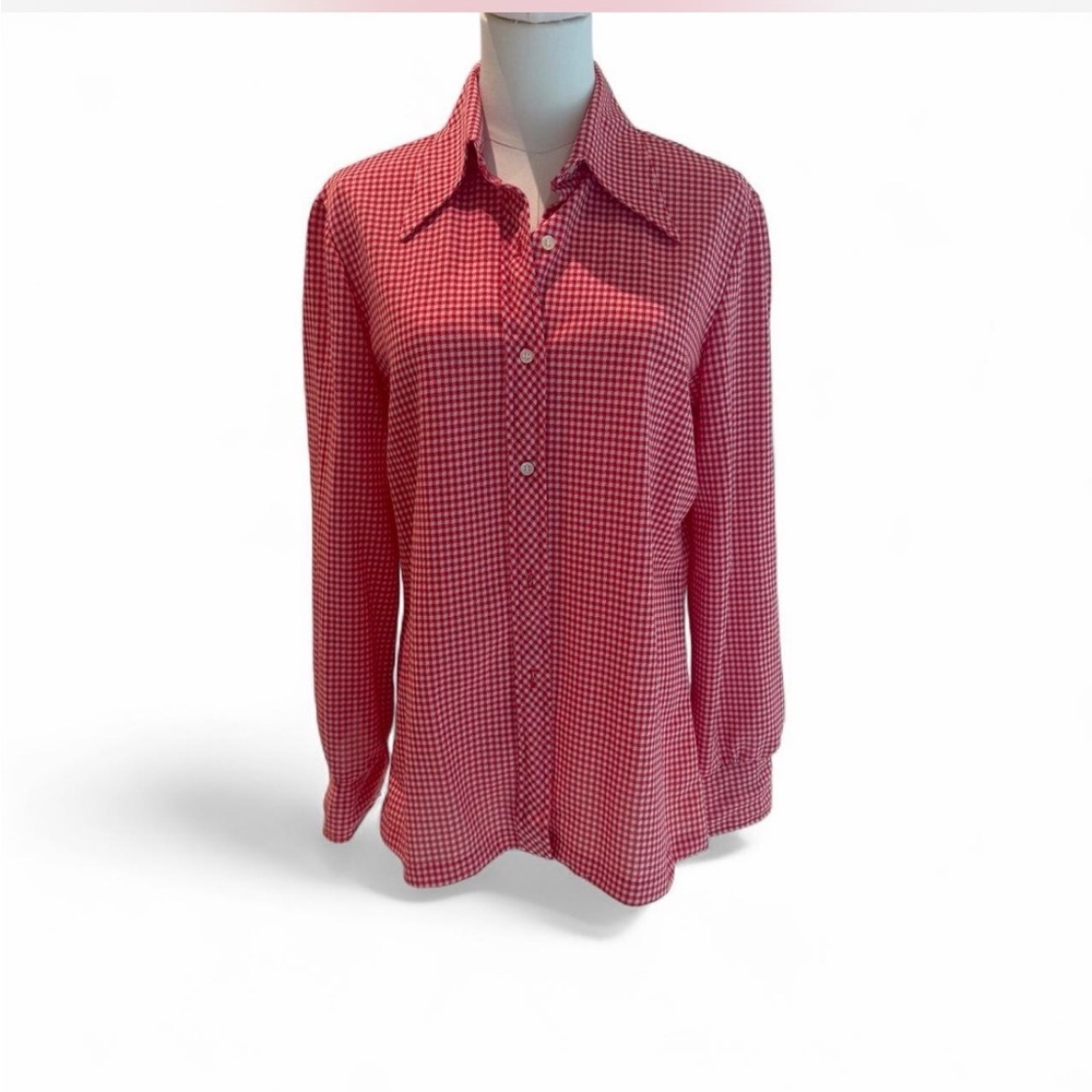 Women's Red Gingham Button-Up Shirt